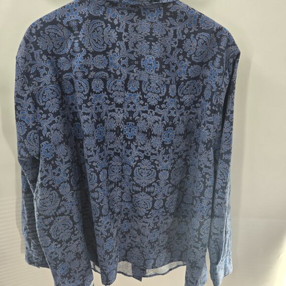 Catherine's Blue Paisley Long Sleeved Button Down Shirt Size 3x 26/28W - Picture 3 of 9